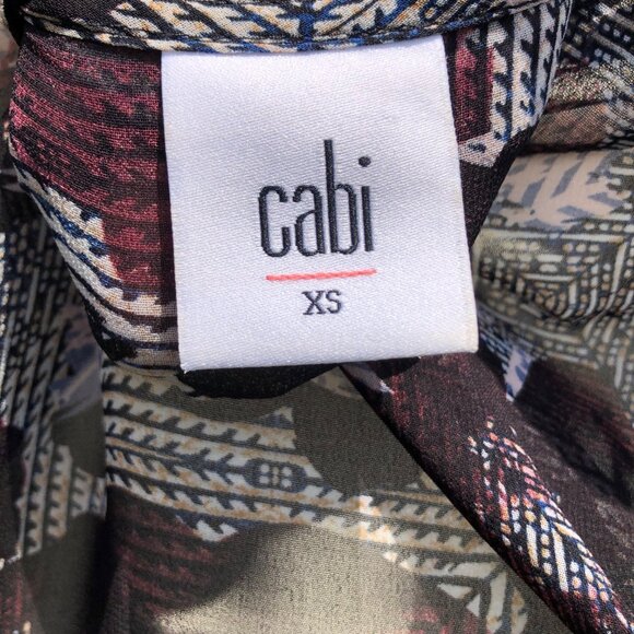 Cabi XS Floral V Neck Blouse Top Chiffon Sheer 3618 Weaver Sleeveless Flutter - Picture 9 of 9